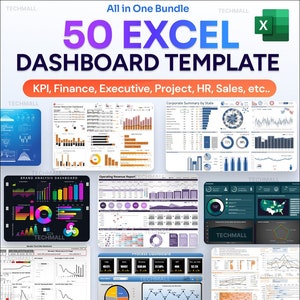 50 Ultimate Excel Dashboard Collection | Fully Excel Editable | Various Categories