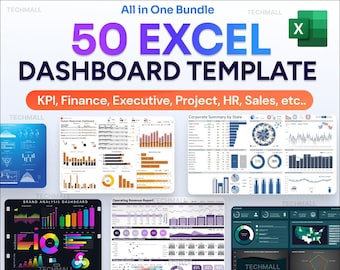 50 Ultimate Excel Dashboard Collection | Fully Excel Editable | Various Categories