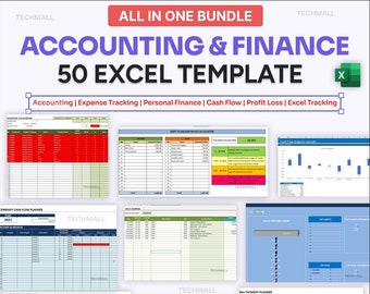50+ Accounting & Finance Excel Templates Bundle | Customizable Files for Business and Personal Use