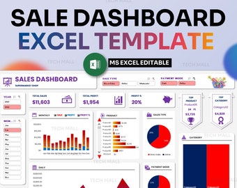 Sales Dashboard Excel Template | Editable Sales Tracker
