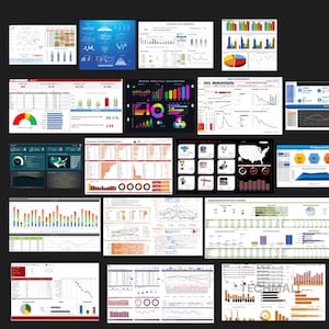 K&ouml;nnte beinhalten: Eine Sammlung von bunten Diagrammen und Grafiken, die auf einem Computerbildschirm angezeigt werden. Die Diagramme und Grafiken sind in einem Rastermuster angeordnet und zeigen verschiedene Datenpunkte, darunter Umsatz, Umsatz und Kundenzufriedenheit. Die Diagramme und Grafiken sind optisch ansprechend und leicht verst&auml;ndlich.