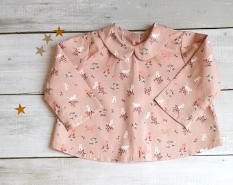 blouse rose petits chats