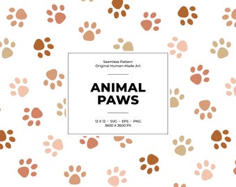 Patrón sin costuras con lindas huellas de animales: diseño de patas de perro y gato