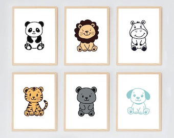 Kawaii Doodle Animal Clipart Set, Hand-Drawn Nursery Vectors (SVG, EPS, PNG)