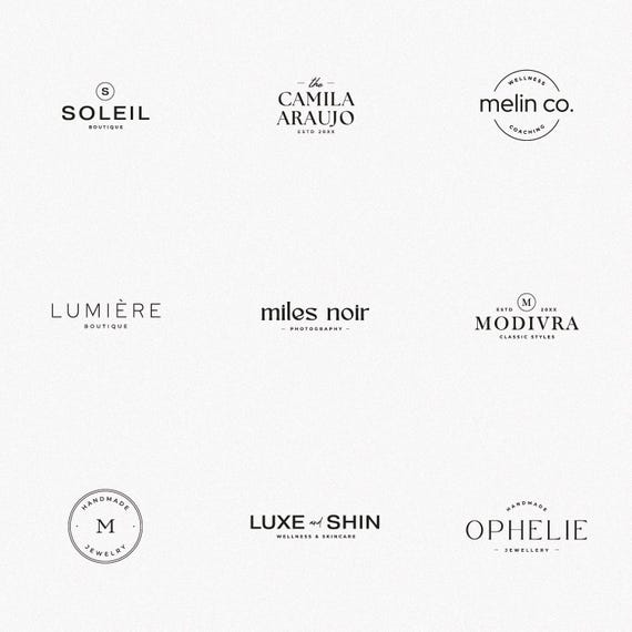 Minimal Text Logo Templates, Modern Business Logo Design (Canva Editable)