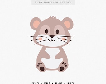 Cute Baby Hamster SVG, Hamster Mascot Cricut Clip Art, Layered Vector Hamster Clipart, Adorable Hamster Cut File, Sweet Hamster Laser Cut