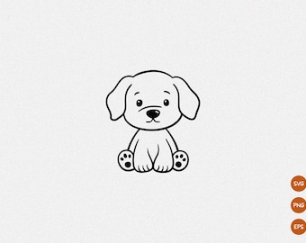 Cane carino SVG, arte lineare pulita, clip vettoriale di cane, contorno di cane Cricut