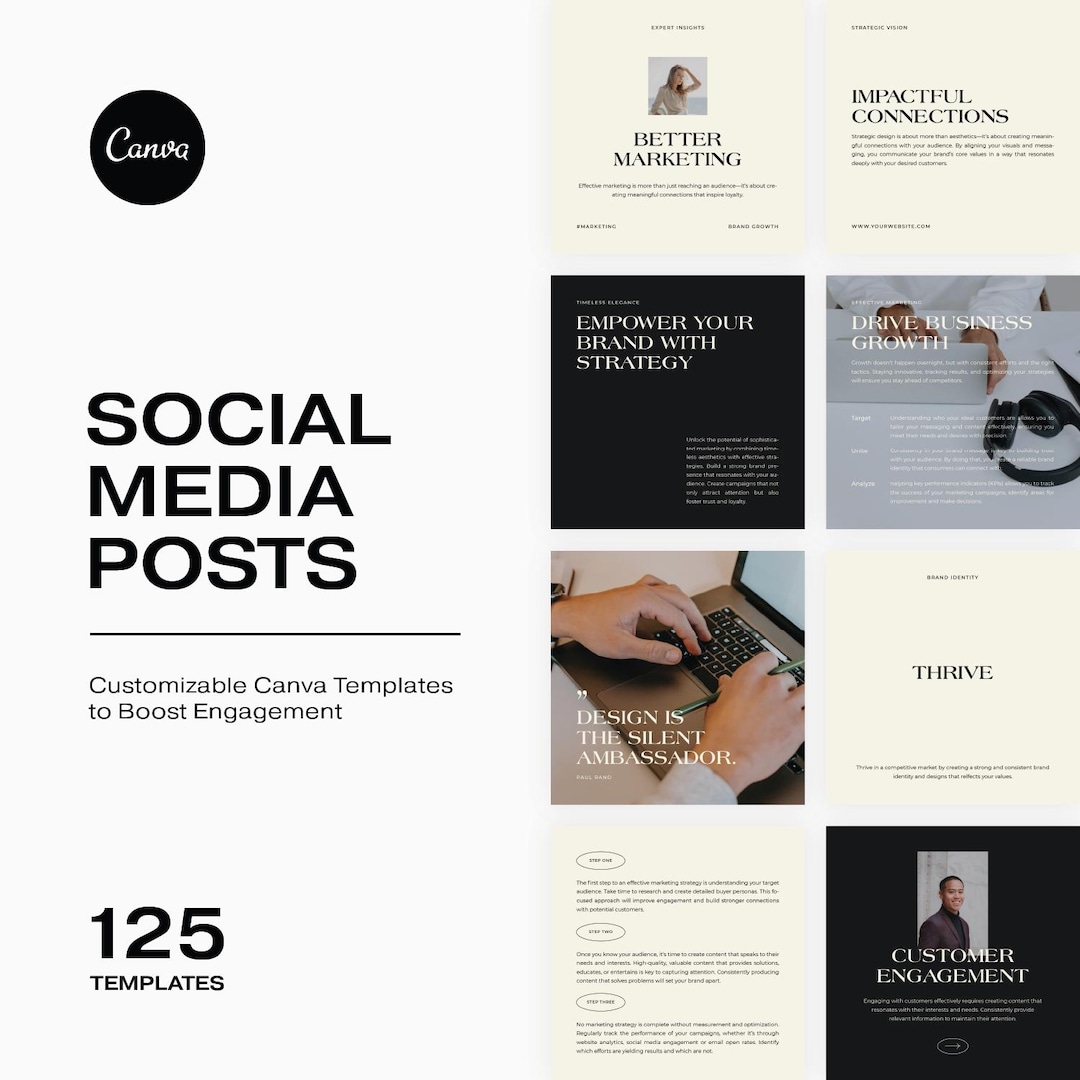 Elegant Social Media Canva Templates for Entrepreneurs (125) - Etsy