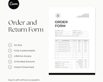 Client Order and Return Form Template, Small Business (Canva Editable)