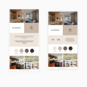 Customizable Branding Board for Designers – Highlight your brand’s personality with this editable Canva template featuring logo variations, fonts, and color schemes.