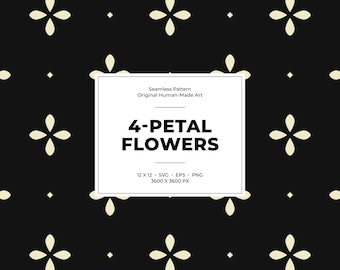 Patrón floral abstracto sin costuras de cuatro pétalos: diseño floral simétrico minimalista