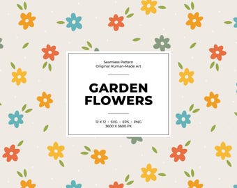 Patrón floral sin costuras de jardín bohemio: flores y hojas coloridas