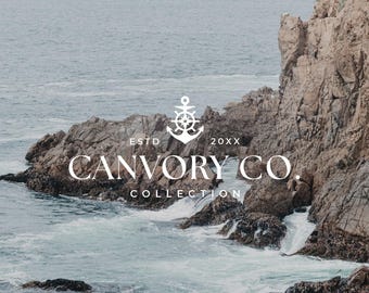 Elegant ankarlogotypmall, nautisk Canva-logotypdesign
