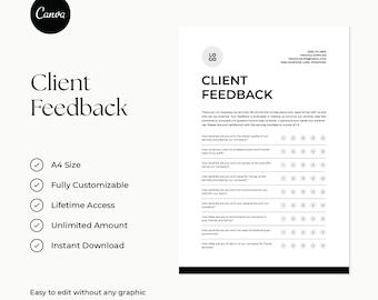 Client Feedback Canva Template, Customer Satisfaction Form, Satisfaction Survey Template, Customer Questionnaire, Customer Feedback Survey