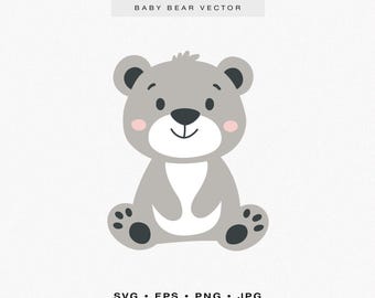 Niedliche Baby-Bär SVG, Bär Maskottchen Cricut Clip Art, mehrschichtige Vektor Bär Silhouette Clipart, entzückende Bär geschnitten Datei, süßer Bär Laser Schnitt bereit