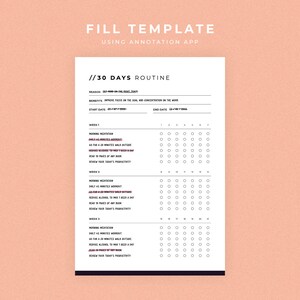 Printable 30 Days Routine Tracker Canva Template, Printable Habit ...