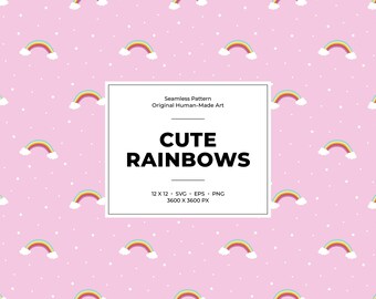 Patrón sin costuras de arcoíris y nubes: diseño de decoración infantil adorable