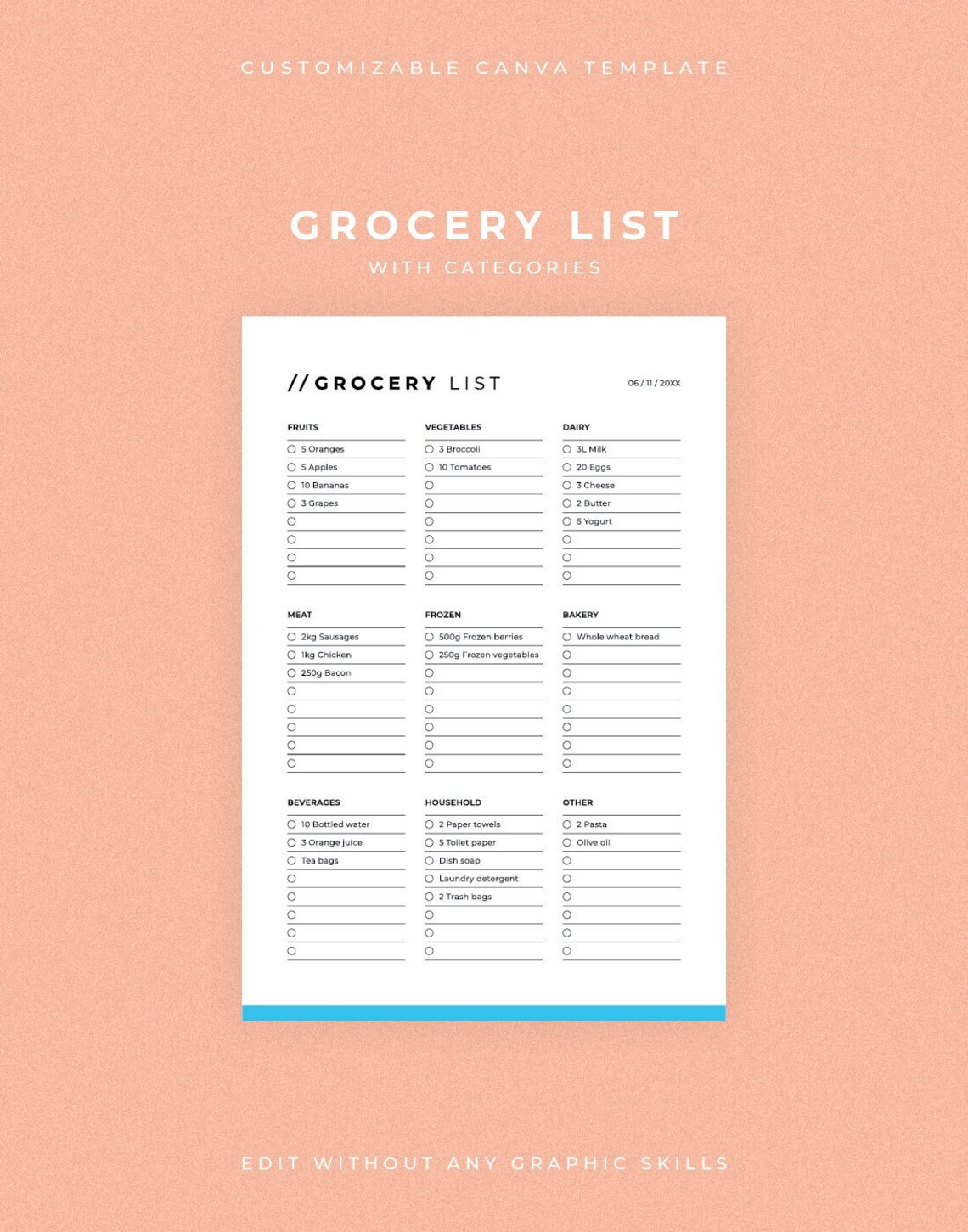 Printable Grocery List Canva Template, Shopping List, Grocery Shopping ...
