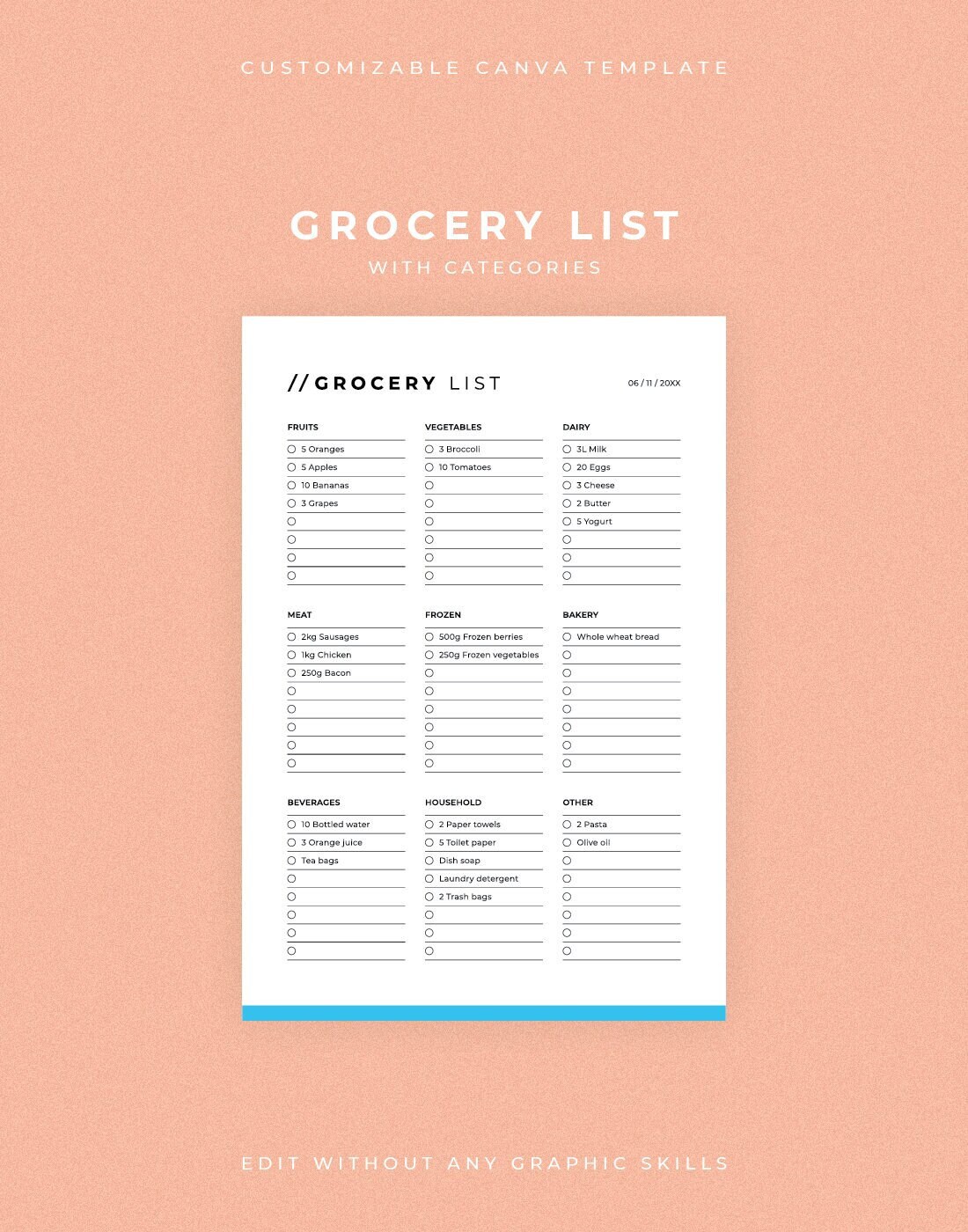 Printable Grocery List Canva Template, Shopping List, Grocery Shopping ...