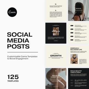 Fitness Instagram Canva Templates, Editable Canva Wellness Marketing Templates, Instagram Workout Posts, Aesthetic Gym Social Media Posts