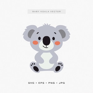 Cute Baby Koala SVG, Koala Mascot Cricut Clip Art, Layered Vector Koala Clipart, Adorable Koala Cut File, Sweet Koala Laser Cut