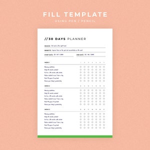 Printable 30 Days Routine Tracker Canva Template, Printable Habit ...