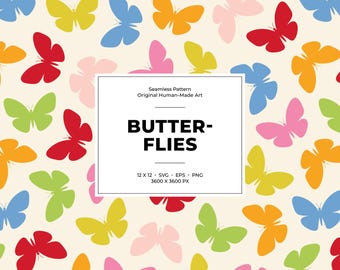 Patrón sin costuras de mariposas coloridas: diseño alegre de inspiración floral