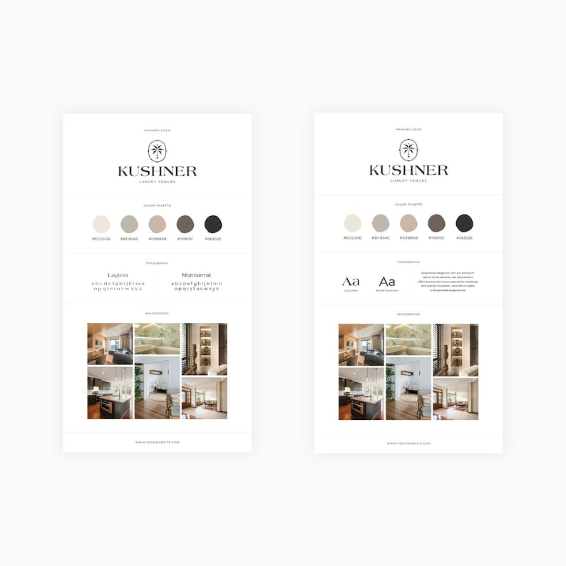 Minimalist Brand Style Board Design – Clean and professional branding board template, ideal for presenting logo concepts, moodboards, and style elements.