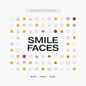 Hand-Drawn Smile Faces Pack, Cute Emoji Bundle, Vector Smile SVG, Happy Face Clipart, Smiley Icons, Cartoon Face Graphics, Kawaii Emoji Pack