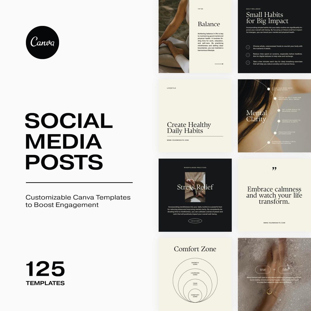 Wellness Instagram Canva Templates, Holistic Health Social Media ...
