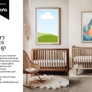 Nursery Room Frames 10 Mockup Canva Bundle, Kids Room Frame Mock, Infant Room Decoration Frames Mockup, Baby Room Template, Photography Mock