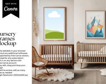 Nursery Room Frames 10 Mockup Canva Bundle, Kids Room Frame Mock, Infant Room Decoration Frames Mockup, Baby Room Template, Photography Mock