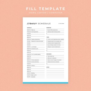 Daily Routine Tomorrow Template Sample Printable Daily Schedule Planner, To-do List Canva Template (digital ...