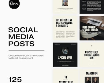 Editorial Instagram Canva Templates, Social Media Posts (Digital Download)