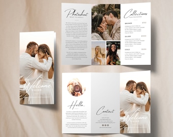 Wedding Photography Trifold Brochure Canva Template, Editable Photoshoot Brochure, Minimal Wedding Flyer, Photography Studio Brochure DIY A4