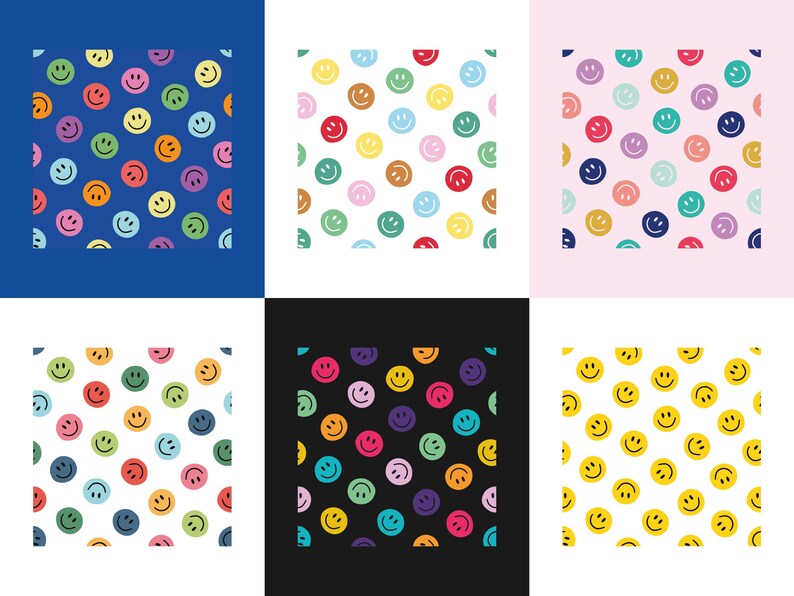 Smiley Faces Seamless Pattern- Emoji Repeating Design - Etsy Australia