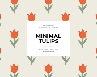 Patrón sin costuras de tulipanes minimalistas: diseño floral simétrico