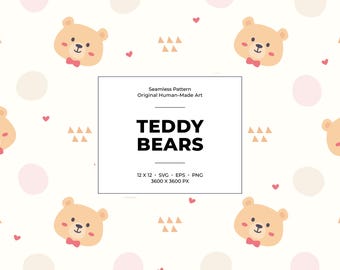 Patrón sin costuras de osos lindos: diseño de osos juguetones con corazones