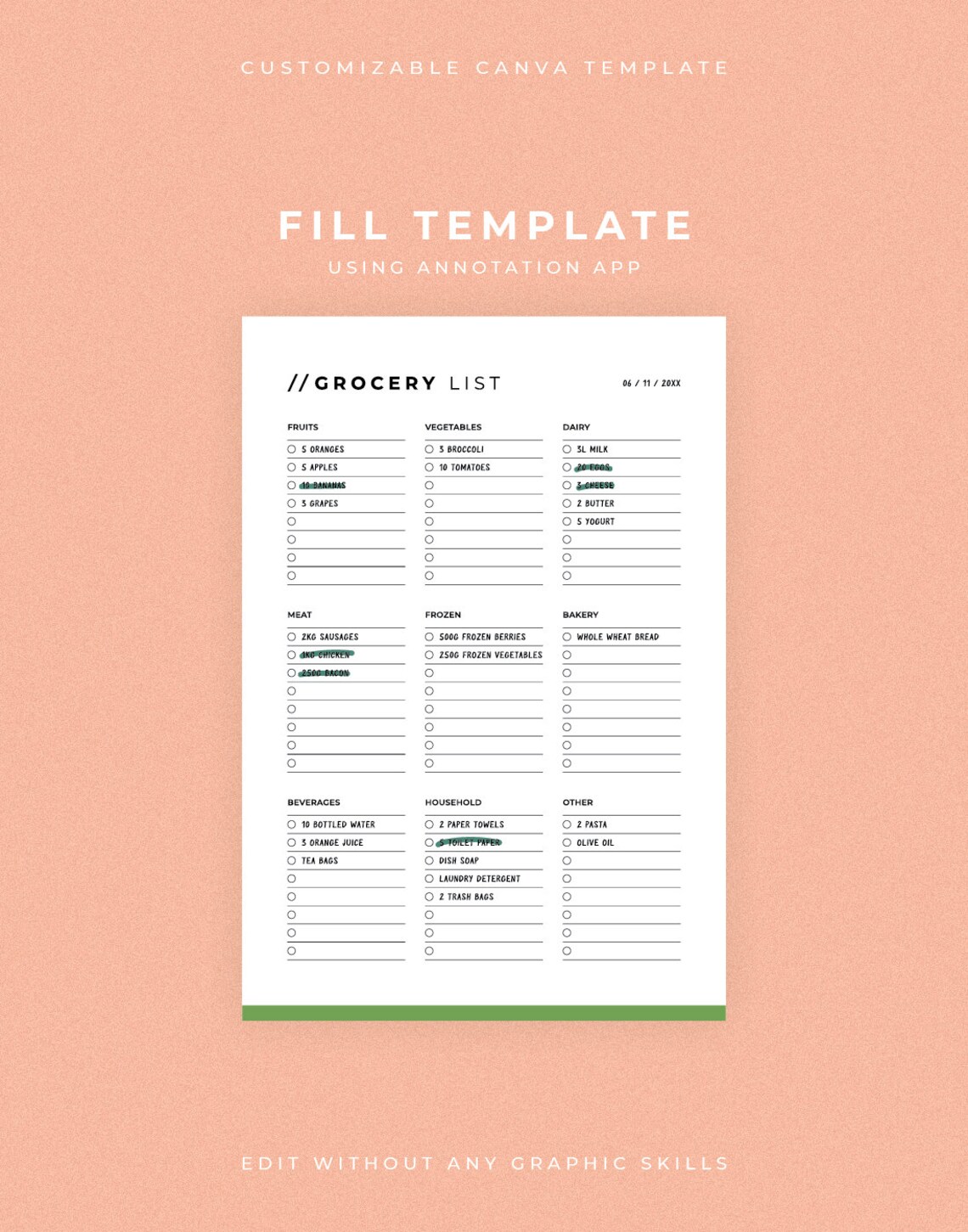 Printable Grocery List Canva Template, Shopping List, Grocery Shopping ...