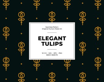 Patrón minimalista de tulipanes sin costuras: elegante diseño de arte lineal