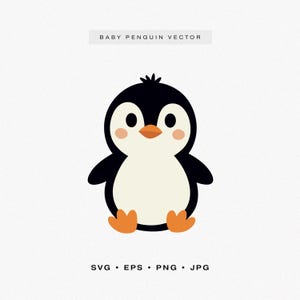 Cute Baby Penguin SVG, Penguin Mascot Cricut Clip Art, Layered Vector Penguin Clipart, Adorable Penguin Cut File, Sweet Penguin Laser Cut