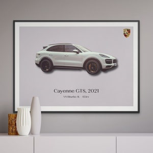 Porsche Cayenne GTS Car Posters Illustration Prints Wall Art for Kids Boys Room Decor Children Home Office Art Children Nursery Decor Dorm