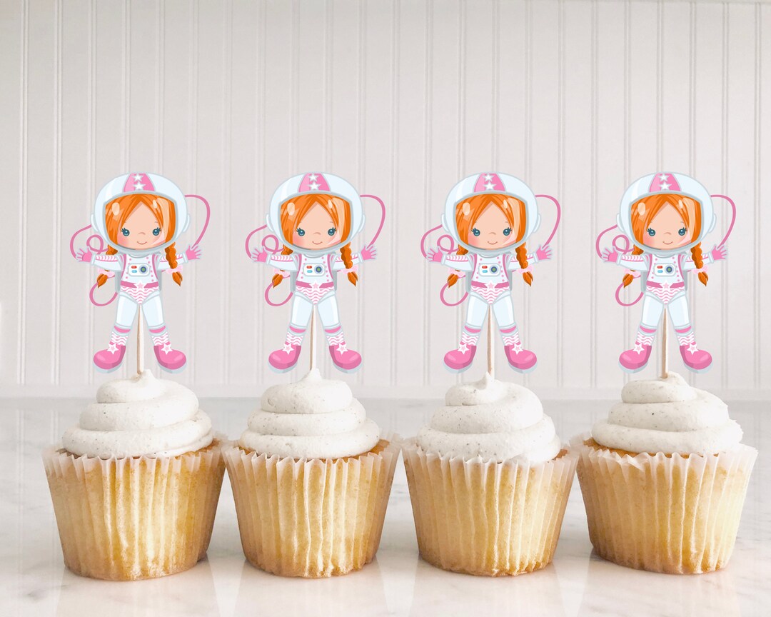 Space Cupcake Toppers Astronaut Cupcake Toppers Kids Birthday Etsy