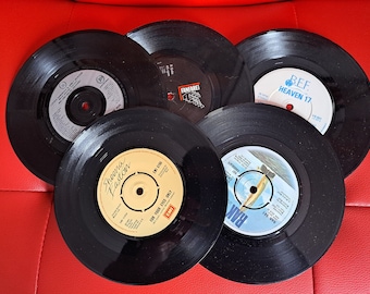 Bundle of 5. 7" Vinyl Records for crafting projects..