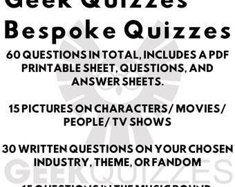 Bespoke Trivia Quiz, Tailored Theme, Fandom, or Audience (Printable PDF)