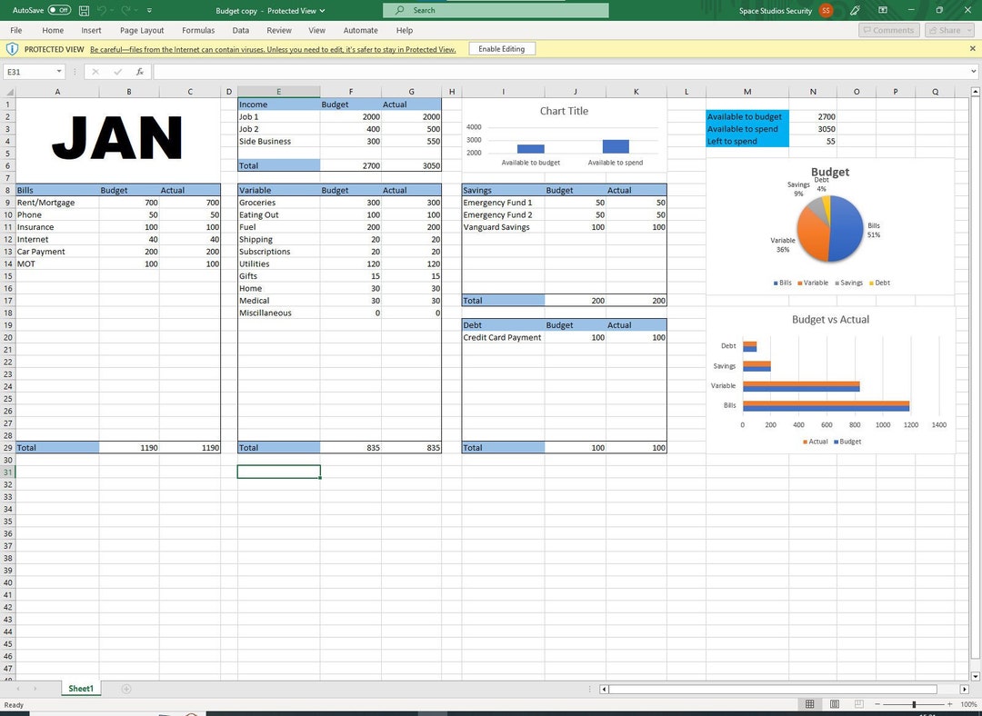 Financial Tracker With Customizations, Monthly Budget Dashboard, Income ...