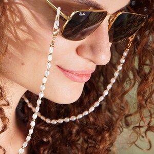 Gold Glasses Chain 24K Gold Sunglasses Chain Eyewear Chain Gold Beaded chain Necklace for Glasses Glasses Chain gift for her image 2