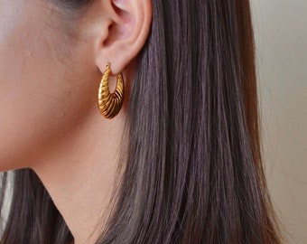 Waterproof Hoops, Gold Hoops, Stack, 18K Gold Vermeil Hoops, Stacking Hoops, Golden Hoops, Thick hoops