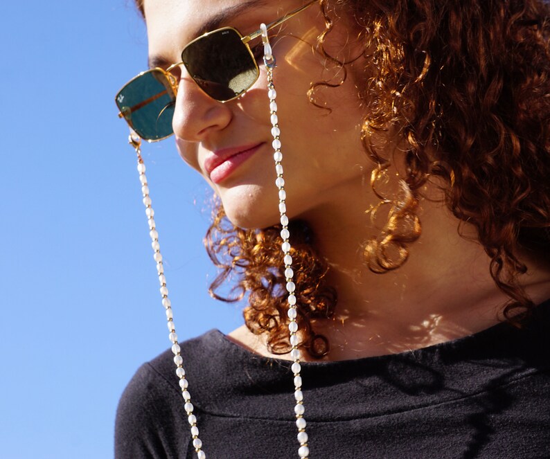 Gold Glasses Chain 24K Gold Sunglasses Chain Eyewear Chain Gold Beaded chain Necklace for Glasses Glasses Chain gift for her image 5