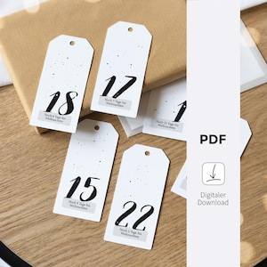 Download Advent calendar pendant - countdown to Christmas | black and white | 24 number pendant | DIY Christmas calendar
